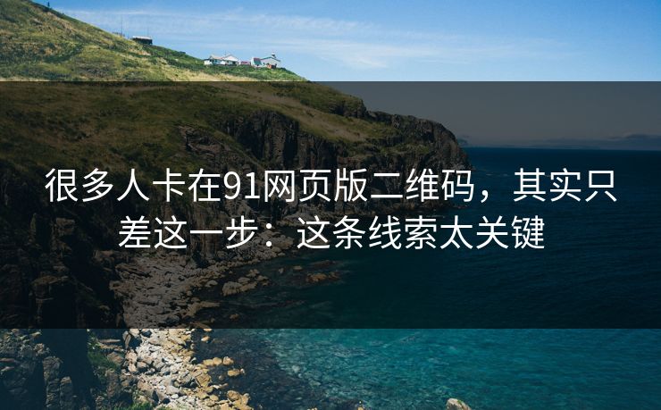很多人卡在91网页版二维码，其实只差这一步：这条线索太关键