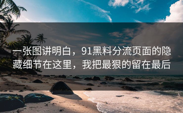 一张图讲明白，91黑料分流页面的隐藏细节在这里，我把最狠的留在最后