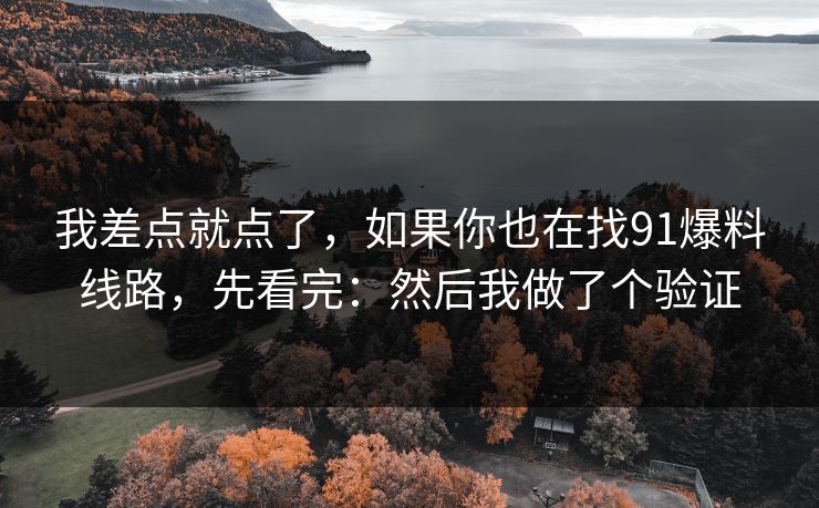 我差点就点了，如果你也在找91爆料线路，先看完：然后我做了个验证
