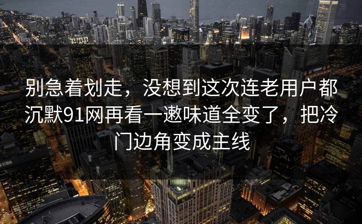 别急着划走，没想到这次连老用户都沉默91网再看一遫味道全变了，把冷门边角变成主线
